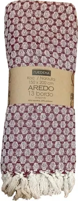 Obrázok produktu pre Bavlnený prehoz na posteľ so strapcami, boho štýl Aredo 150x200cm Burgundská 13