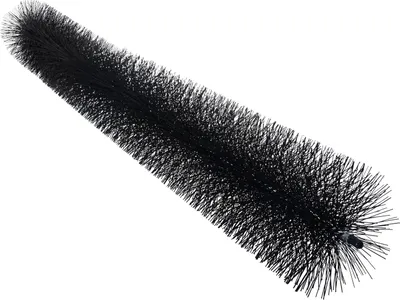 A black brush for cleaning gutters, shown against a white background.