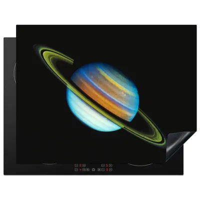 Produktbild von KitchenYeah© Herdabdeckplatte Saturn mit Blautönen , 77x59cm, Küche Deko, Glaskeramikkochfeld Herdabdeckung, Abdeckplatte fùr Kochfeld
