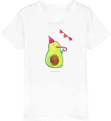 Produktbild von Mr. & Mrs. Panda Kleinkinder T-Shirt Avocado Feier 7-8 Jahre (122/128) - Weiß - Geschenk, Tröte, Kinder Mädchen, Kindershirt, Fete, Jungen, Geburtstag, Teenager, Party