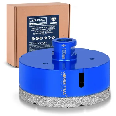 Zdjęcie produktu dla Wiertło diamentowe do płytek 100 mm M14 Wiertło diamentowe Wiertło do szkła Wiertło do wiercenia na mokro/sucho do szlifierki kątowej, diamentowa otwornica do płytek gresowych