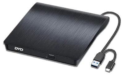 Produktbild von GERUI Externes DVD-Laufwerk, USB 3.0 Typ-C CD DVD +/-RW Optisches Laufwerk USB C Brenner Slim CD/DVD Writer Reader Tragbar für PC Laptop Desktop MacBook Mac Windows 7/8/10/XP OS Apple