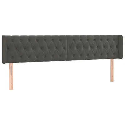 Image de vidaXL Tête de lit avec oreilles gris foncé 183x16x78/88 cm velours