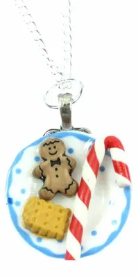Produktbild von Weihnachtsteller Plätzchen Halskette Kette Miniblings Weihnachten Süß 45cm