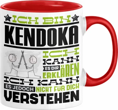 Produktbild von Kendoka Geschenk Kaffee-Tasse Geschenkidee für Kendoka Ich Bin Kendoka Ich Kann Es Dir Erklären Jedoch Nicht Für Dich Verstehen Spruch Lustig (Rot)
