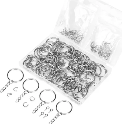 Produktbild von 300-teiliges Schlüsselring-Set, verschleißfest, Eisen, Schlüsselanhänger, Ring, Schraube, Öse, Stift, Biegering-Set für Heimwerkerarbeiten