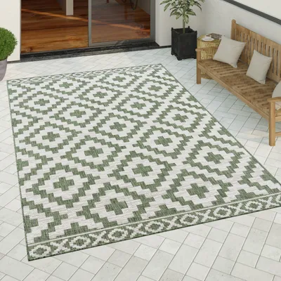 Immagine prodotto di Tappeto da esterno resistente alle intemperie Motivo boho scandinavo Rombi Robusto Balcone Terrazza Cucina Dimensioni 80x250 cm