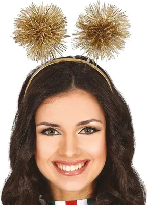 Produktbild von Goldenes Stirnband mit Pompons, 1 Stk.
