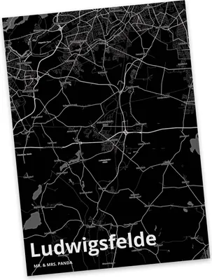 Produktbild von Mr. & Mrs. Panda Postkarte Ludwigsfelde - Geschenk, Ansichtskarten, Grußkarte, Ansichtskarte, Postkarten, Stadt, Dorf Karte Landkarte Map Stadtplan, bildkarte