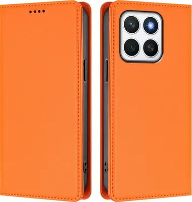 Image de Étui en cuir pour Honor X8C, étui à rabat magnétique en cuirPolyuréthaneavec support, orange