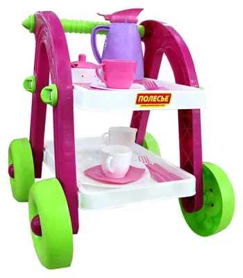 Produktbild von Polesie Spielzeug Servierwagen 44655 Stars Chef Teekanne Tassen Löffel Besteck pink
