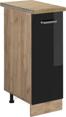 Produktbild von Apothekerschrank Vicco R-Line Schwarz Hochglanz 30 cm , AP Eiche, Model 46892
