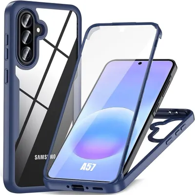 Image de Coque pour Samsung Galaxy A57 5G, Protection Intégrale Avant TPU et Arrière PC - Bleu Marine