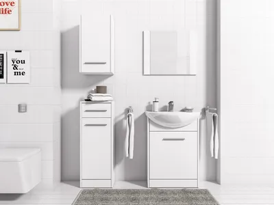Produktbild von Badmöbel Set 5-Tlg Weiss matt  PERM  inkl.Waschtisch