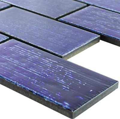 Produktbild von Keramik Mosaikfliese Bangor Glänzend Blau Rechteck