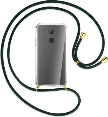 Produktbild von Handykette Backcover-Schutzhülle mit Band (Metall goldfarben) für Sony Xperia XA2 Ultra - dunkelgrün