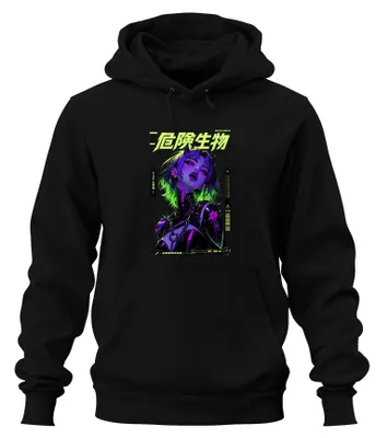 Produktbild von Hazardous Organism Cyberpunk Anime Japan Y2K Techwear Hoodie Kapuzenpullover, Schwarz, S