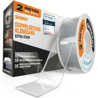 Zdjęcie produktu dla Taśma montażowa dwustronna nano - Przezroczysta - 2 m - Mocna - Wielokrotnego użytku