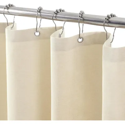 Produktbild von Duschvorhang Leinen mit Metallringen 122x182cm Beige Wasserdicht Anti-Schimmel Set