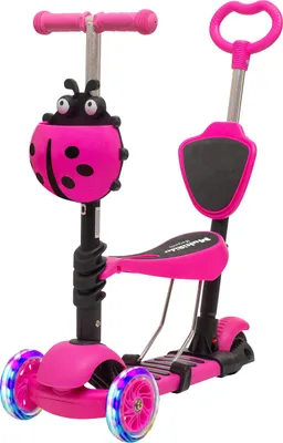Produktbild von LifeGoods MultiRider - Kinderroller mit Schiebestange - 3 bis 8 Jahre - Höhenverstellbar - Jungen/Mädchen - Leuchtende LED-Räder - Rosa
