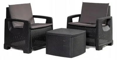 Zdjęcie produktu dla Zestaw Mebli VALERIA CORCIANO antracytowy na taras, balkon 2 fotele+stolik