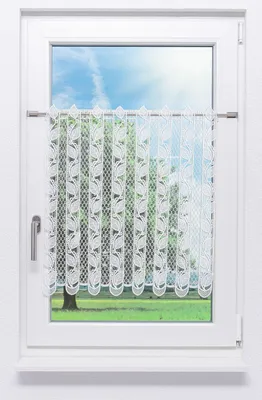 Produktbild von Scheibengardine Plauener Spitze Blättergirlande #1W (Bx H) 100cm * 120cm weiß