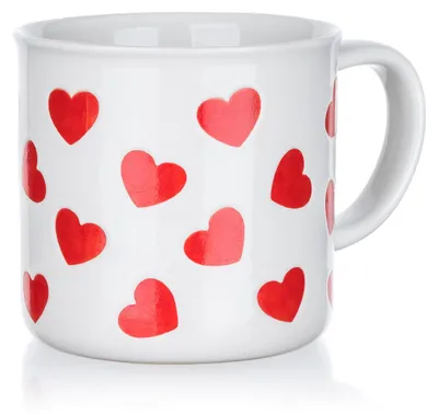 Produktbild von Becher, Keramikbecher, Rote Herzen, Valentinstag 350 ml