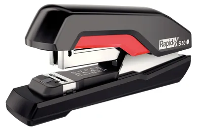 Produktbild von Rapid S50, 50 Blätter, Schwarz, Rot, Flacher Clinch, 24/8, 26/8, Kunststoff, 80 g/m²