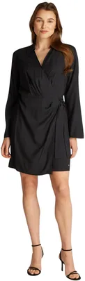 Produktbild von Tommy Hilfiger Damen Kleid Fluid Short Wickelkleid, Schwarz (Black), 38