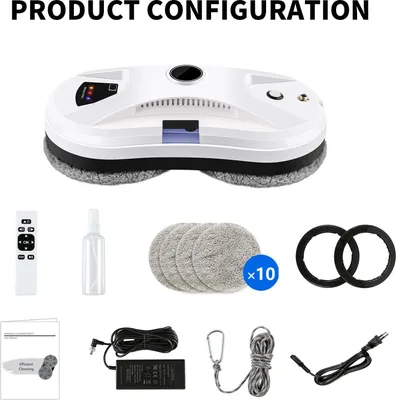 Produktbild von Fensterreinigungsroboter - YTK334 - ultraflacher Fensterputzroboter - automatische Wassersprühfunktion - Saugfunktion - 10 Reinigungstücher - EU-Stecker 100–240 V