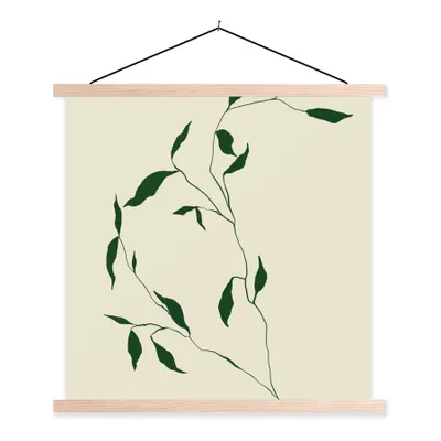 Produktbild von MuchoWow® Textilposter Blätter - Pastell - Blumen - Design 60x60 cm mit holzfarbenen Rahmen - Wanddekoration