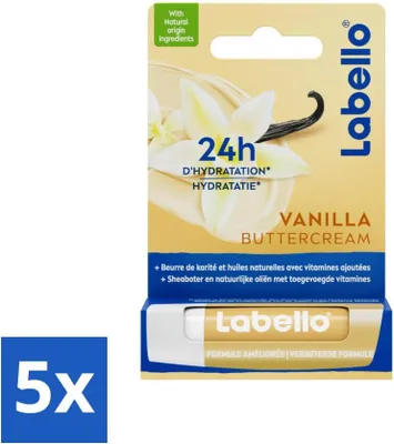 Produktbild von Labello Lippenbalsam Vanille-Buttercreme 4,8 gr - Vorteilspack - 5 Stücke