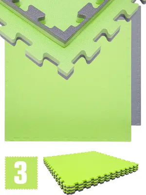 Productafbeelding van 3 x beschermingsmat voor de bodem, 20 mm dik, 90x90 cm, grijs/groen