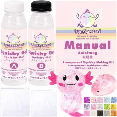 Immagine prodotto di Kit per creare oggetti in silicone morbido e trasparente, effetto cristallo liquido, 500 ml, con glitter e sacchetti