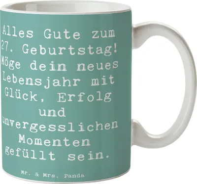 Produktbild von Mr. & Mrs. Panda Tasse Spruch 27. Geburtstag - Meeresbrise - Geschenk, Keramiktasse, herzliche Wünsche, Geburtstagserlebnis, Happy Birthday, haferl, Kaffeetasse, Pott