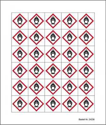 Produktbild von Dreifke® Aufkleber I Minisymbol GHS 03 Entzündende Stoffe, Folie, selbstklebe...