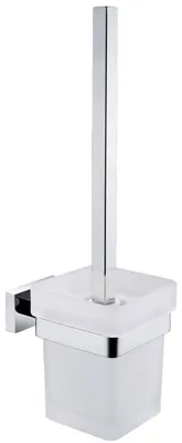 Image de Brosse WC moderne - Porte-brosse WC - Acier inoxydable - Fixation murale - Finition chromée - 13,1 x 9,3 x 34 cm - Ensemble WC