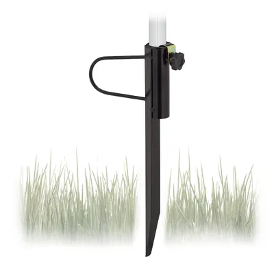 Immagine prodotto di Relaxdays Perno per ombrellone, diametro dell'asta fino a 32 mm, per giardino, campeggio, spiaggia, supporto per ombrellone, acciaio, nero