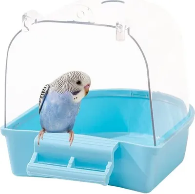 Produktbild von Papageienbadebox, Hängekäfig Haustier Vogel Papagei Transparentbad Vogelkäfig Zubehör, Bad für Sittiche, Haustiere, Bräute, Kanarienvögel, Papageien