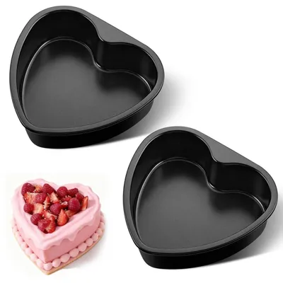 Image de Jeu de 2 moules à gâteaux en acier inoxydable antiadhésif, dimensions : 17,5 x 16 x 5 cm