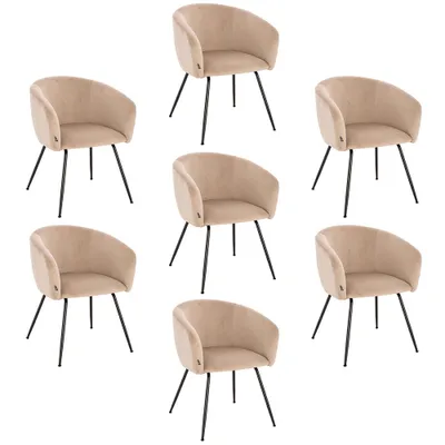 Produktbild von HOME DELUXE - Polsterstuhl ARIA - 7 Stück, Farbe: Samt Beige - weiche Polsterung, bis 120 kg belastbar I Küchenstuhl Speisestühle Esszimmerstühle
