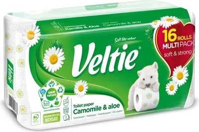 Produktbild von Veltie Toilettenpapier mit Kamillenduft 16 Rollen 150 Blatt 3lagig Klopapier WC Papierrolle