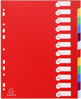 Image de EXACOMPTA 4812E EXACOMPTA Kunststoff-Register, blanko, A4 Überbreite, 12-