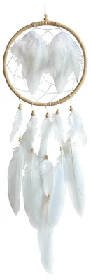 Produktbild von Traumfänger "Angel Wings" Rattan natur mit weißen Engelsfedern, 20x60cm