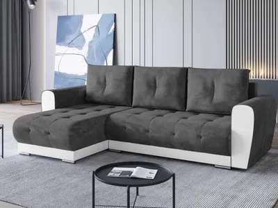 Produktbild von BroMARKT Ecksofa DOMI Schlaffunktion Bettkasten L-Form 250x151x72cm Grautöne