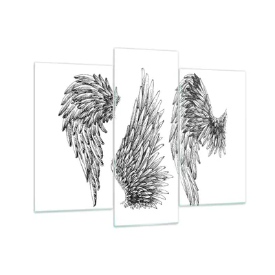 Produktbild von Bilder auf glas - Zeichnung Engel Flügel Federn - 130x100cm - Glasbilder - Wandbilder - Kunstdruck - zum Aufhängen bereit - Wanddekoration aus Glas - Glas Bilder - Wandbild auf Glas - GCB130x100-2950