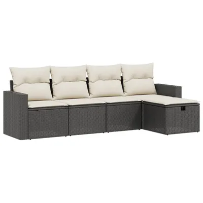 Zdjęcie produktu dla vidaXL 5-częściowa sofa ogrodowa z poduszkami z czarnego polirattanu