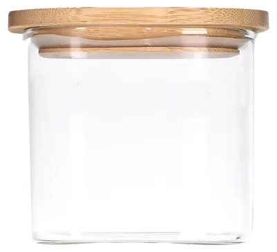 Produktbild von TP Vorratsglas mit Bambusdeckel, Glas Behälter für Lebensmittel, luftdicht, spülmaschinenfest - eckig 750ml