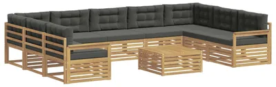 Produktbild von vidaXL Outdoor-Sofagarnitur mit Kissen 10 pcs Weiß und Anthrazit