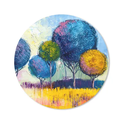 Produktbild von MuchoWow® Mauspad Mousepad Gemälde - Ölfarbe - Baum - Natur 20x20 cm - Mousepads - Maus Mat - Pad - Mausunterlage - Schreibtischmatte